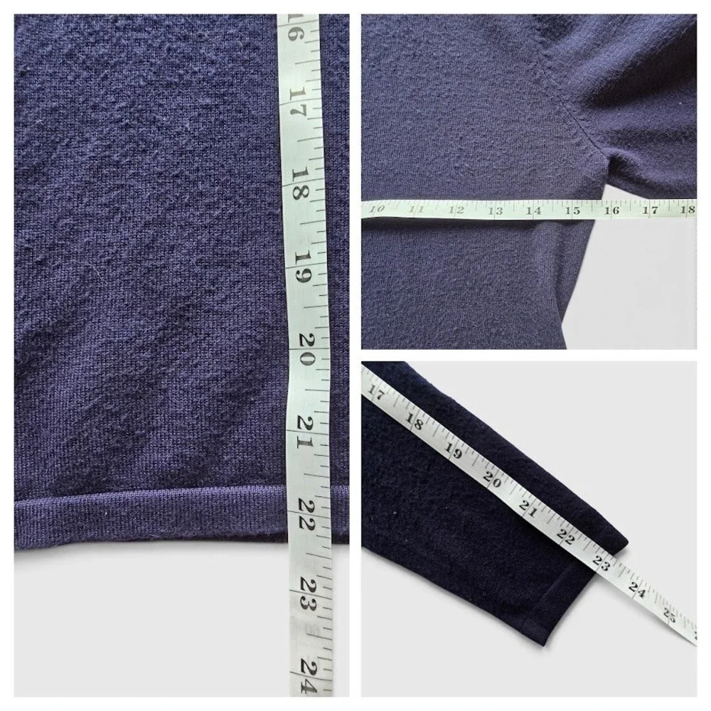 Cielo Navy Blue Turtleneck Sweater Gold Button Detail Soft Knit Womens S Preppy